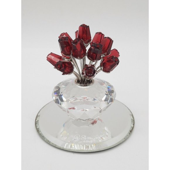 Vintage Swarovski Crystal Figurine Vase of Roses 2002 15th Anniversary. Retired - Picture 2 of 16